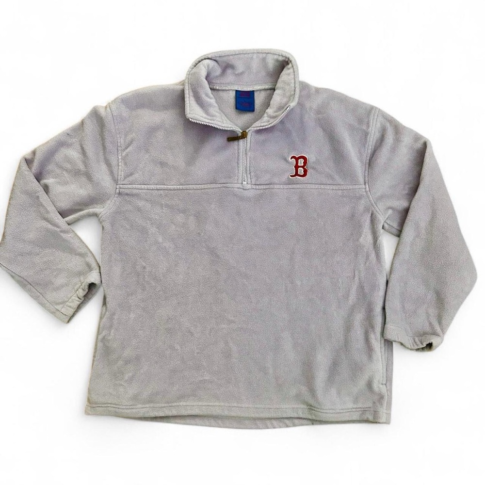 Boston Red Sox soft and warm purple quarter zip cotton fleece sweatshirt